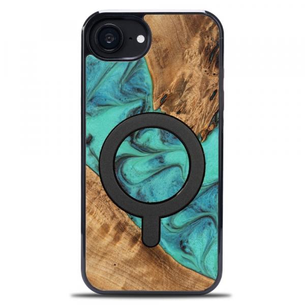 Drewniane etui do iPhone 16e, Bewood Unique Turquoise do MagSafe