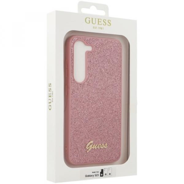 Etui Guess Hardcase Glitter Script do Galaxy S23 5G, różowe