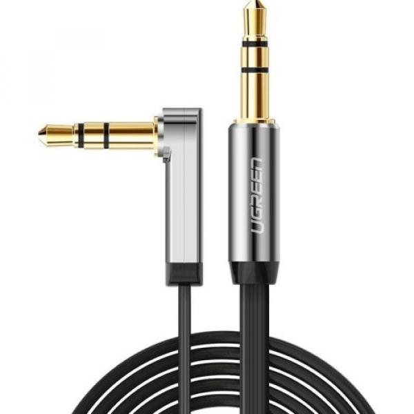 Kabel płaski audio Ugreen AUX 3,5 mm mini jack (2x męski) 0.5m, czarny