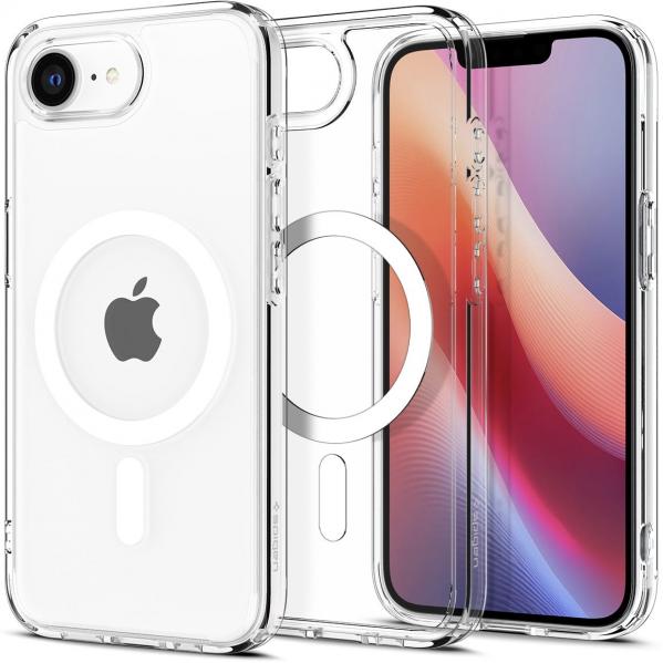 Etui Spigen Ultra Hybrid Mag do MagSafe do iPhone 16e, przezroczysto-białe