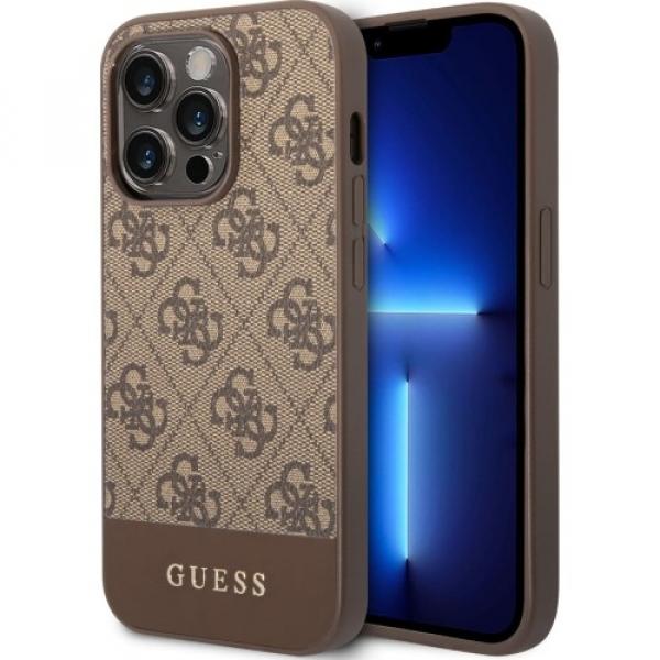 Etui Guess 4G Stripe Collection do iPhone 14 Pro, brązowe