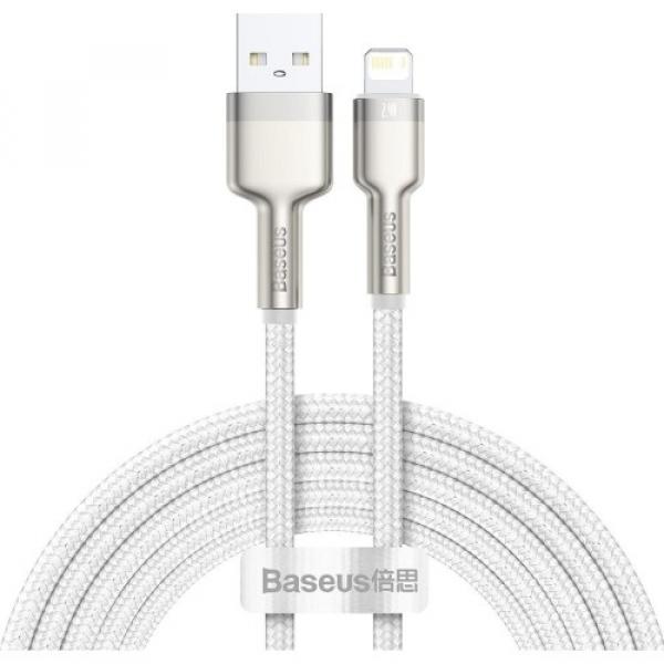 Kabel Baseus Cafule Metal Data USB-A do Lightning 2.4A, 2m, biały