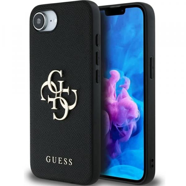 Etui Guess Grained Big 4G Small Classic Logo do iPhone 16e, czarne