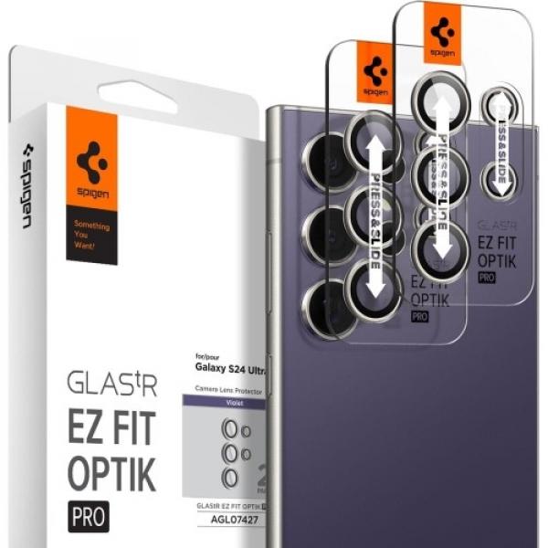 Szkło na aparat Spigen Glas.tR Ez Fit Optik Pro 2-Pack do Galaxy S24 Ultra, fioletowe