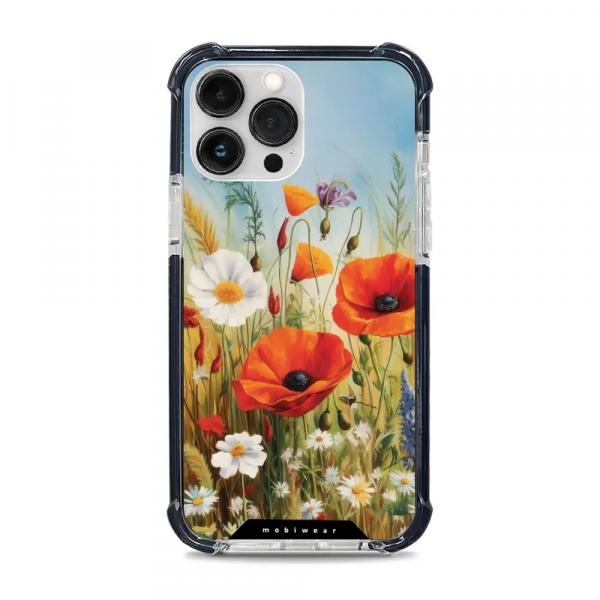 Etui ochronne do iPhone 13 Pro Max do MagSafe, Mobiwear Elite Bumper, łąkowe kwiaty
