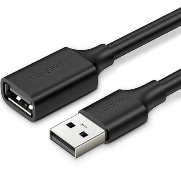 Kabel przejściówka Ugreen USB 2.0 (męski) - USB 2.0 (żeński), przedłużacz 480 Mb/s, 1,5 m, czarny