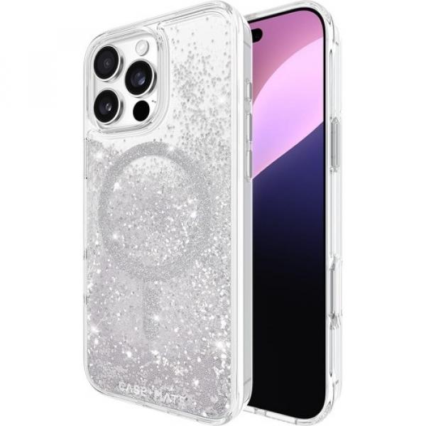 Etui Case-Mate Waterfall MagSafe do iPhone 16 Pro Max, srebrne błyszczące