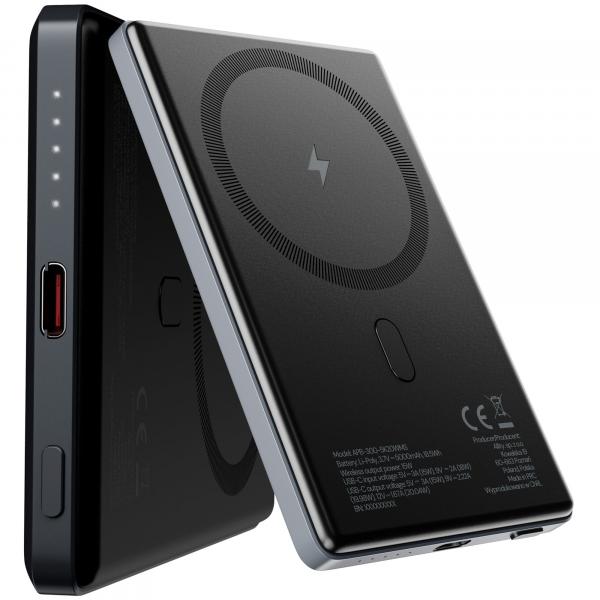 Powerbank bezprzewodowy Allity APB-300 20W 5000 mAh 1x USB-C PD QC + MagSafe / Qi, szary