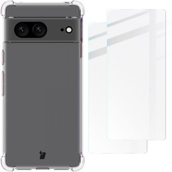 Etui + 2x szkło Bizon Case Clear Pack do Google Pixel 7, przezroczyste