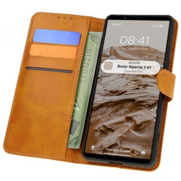 Etui z klapką Bizon Case Pocket do Sony Xperia 1 VI, brązowe