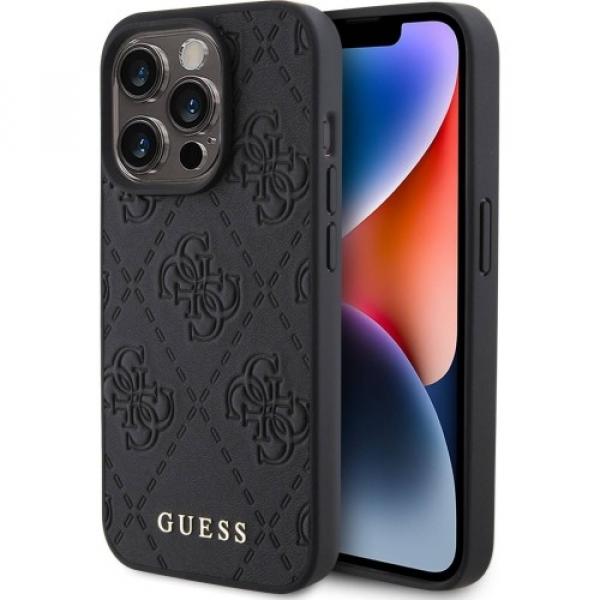 Etui Guess HardCase Leather 4G Stamped do iPhone 15 Pro, czarne