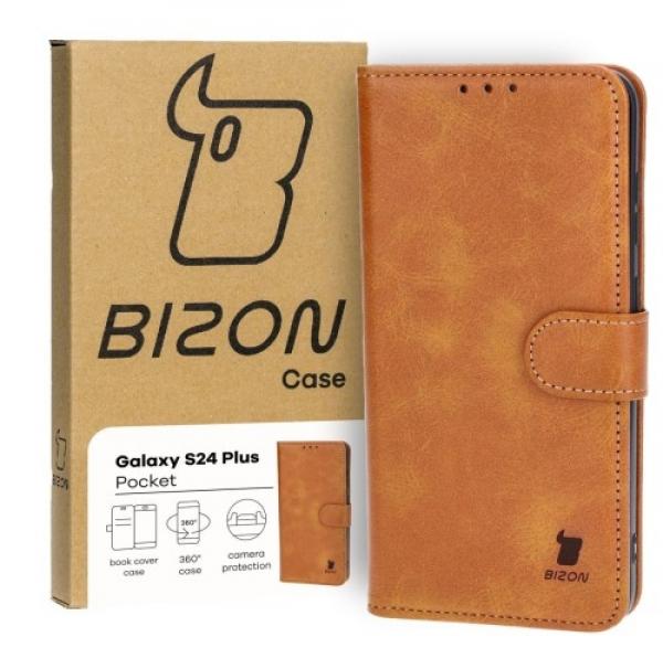 Etui z klapką Bizon Case Pocket do Galaxy S24 Plus, brązowe