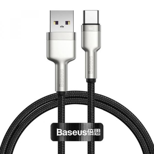 Kabel Baseus Cafule Metal Data USB-A do USB-C 66W, 6A, 1m, czarny