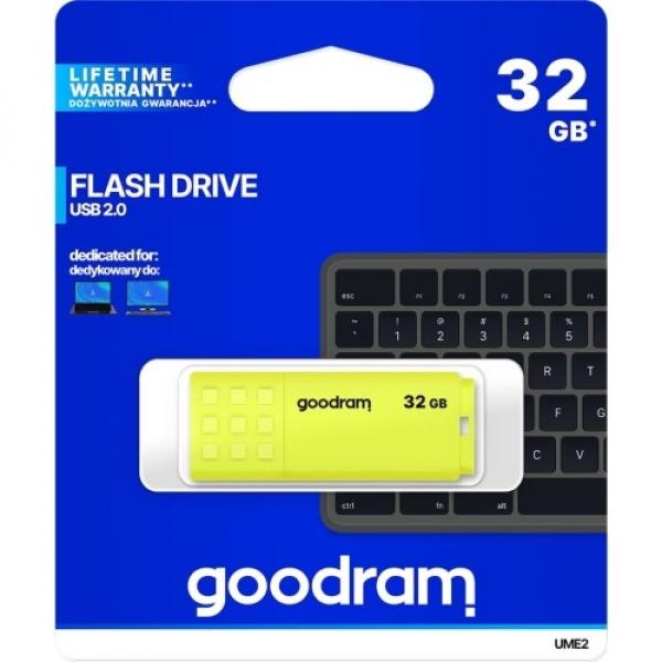 Pendrive USB-A 2.0, GOODRAM UME2 32 GB, 20MB/s, żółty