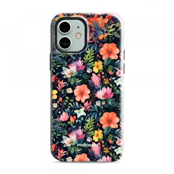 Etui ochronne do iPhone 12, Mobiwear Elite Pro, kolorowo-kwieciste