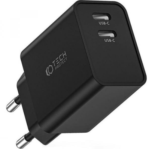 OUTLET: Ładowarka sieciowa Tech-Protect C35W 2-PORT Network PD 35W USB-C, czarna