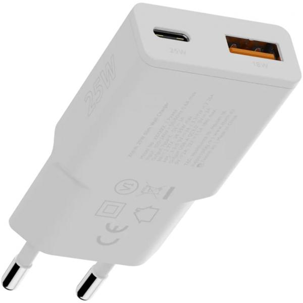 Ładowarka sieciowa Xtorm Slime Line Go2 25W, USB-C PD, USB-A QC, biała