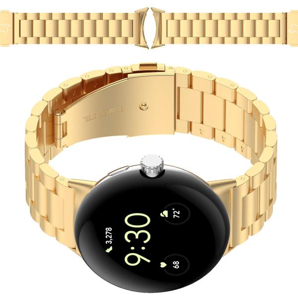 Pasek ze stali nierdzewnej Bizon Strap Watch Aura do Google Pixel Watch 3 45 mm, złoty
