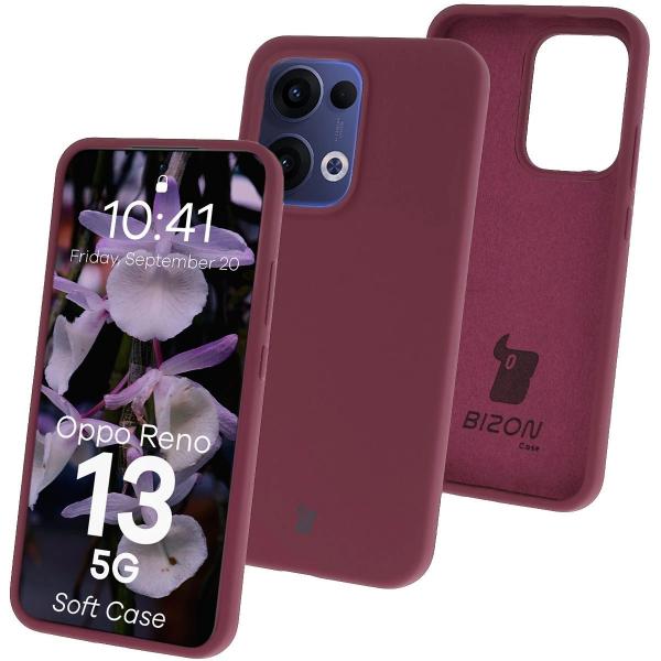 Silikonowe etui Bizon Soft Case do Oppo Reno13, ciemnofioletowe