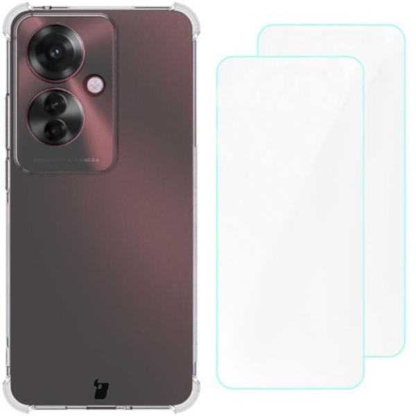 Etui + 2x folia Bizon Case Clear Pack do Oppo Reno11 F 5G, przezroczyste