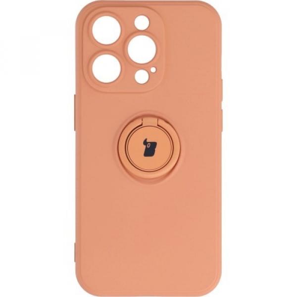 Etui Bizon Case Silicone Ring Sq do iPhone 14 Pro, pomarańczowe