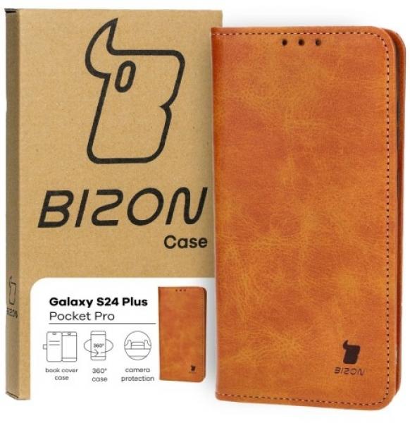 Etui z klapką Bizon Case Pocket Pro do Galaxy S24 Plus, brązowe