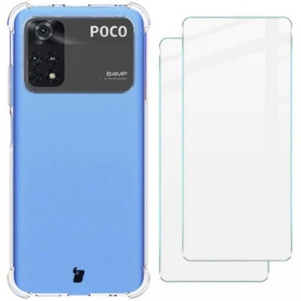 Etui + 2x szkło Bizon Case Clear Pack do Xiaomi Poco M4 Pro 4G, przezroczyste