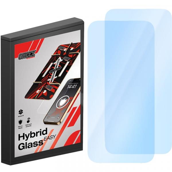 Szkło hybrydowe na ekran Grizz HybridGlass Easy do iPhone 15 Pro z aplikatorem, 2 sztuki