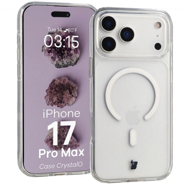 Etui z pierścieniem magnetycznym Bizon Case CrystalO do iPhone 17 Pro Max, przezroczyste