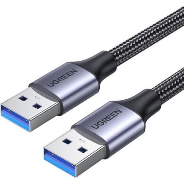 Kabel Ugreen USB-A / USB-A 3.0 (typ A męski), 5 Gbps, 1 m, szary