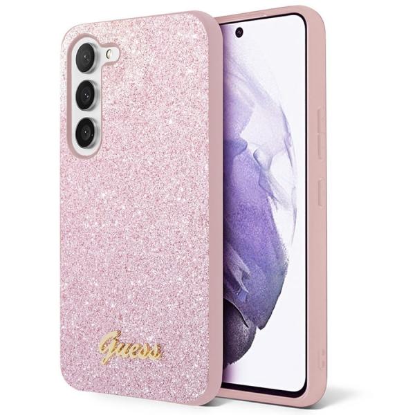 OUTLET: Etui Guess Hardcase Glitter Script do Galaxy S24, różowe