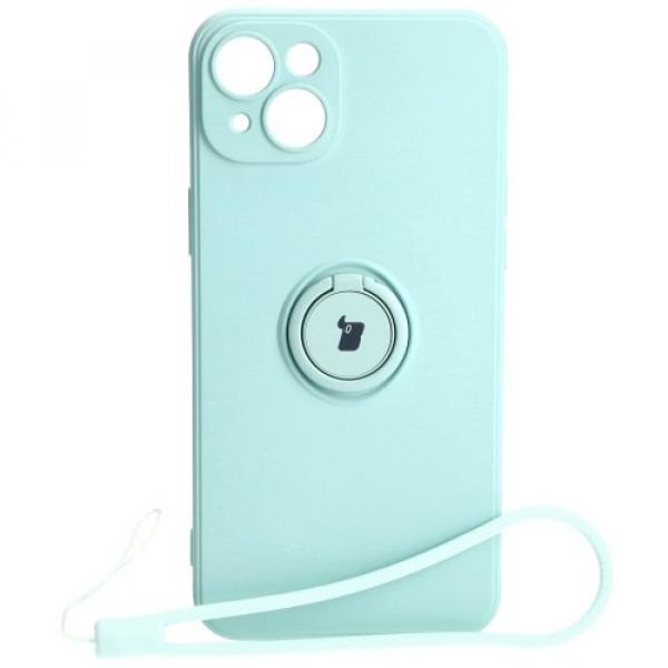 Etui Bizon Case Silicone Ring Sq do iPhone 15 Plus, turkusowe