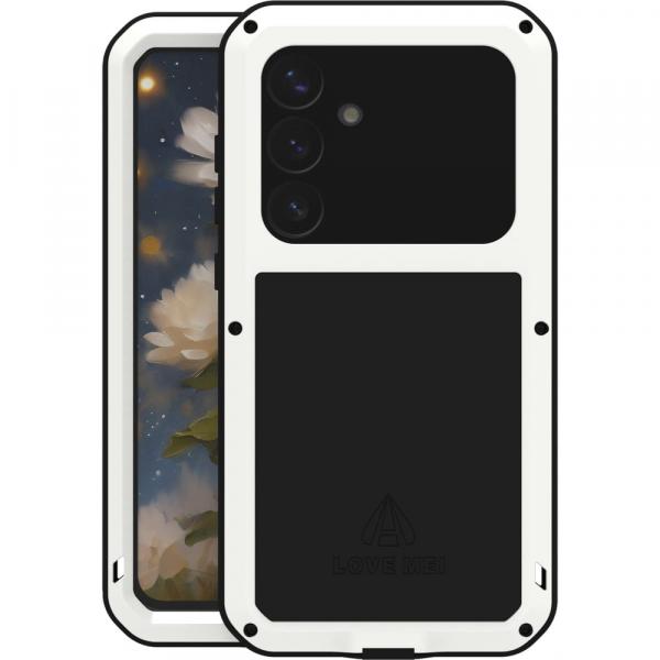Etui pancerne + szkło LOVE MEI Powerful do Galaxy S25 Plus, białe
