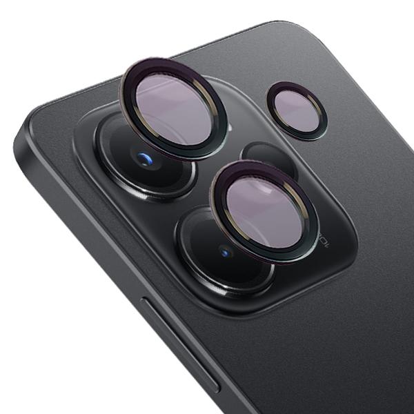Szkło hartowane na aparat Bizon Glass Snap Lens do Xiaomi Redmi Note 14 4G, 1 zestaw, czarna ramka