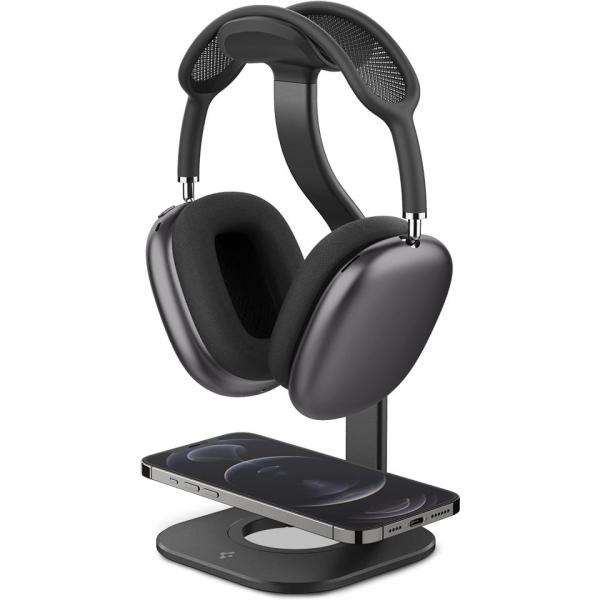 Stojak Spigen Nanotac Stand S380 do słuchawek AirPods Max i do ładowarki MagFit, czarny