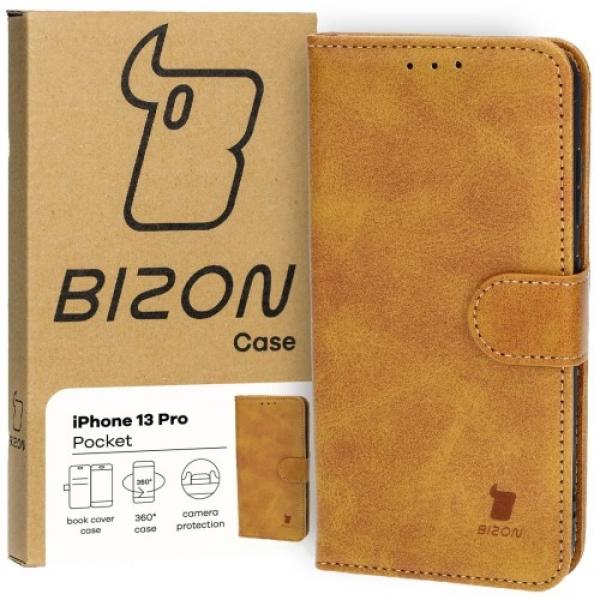 Etui z klapką Bizon Case Pocket do iPhone 13 Pro, brązowe