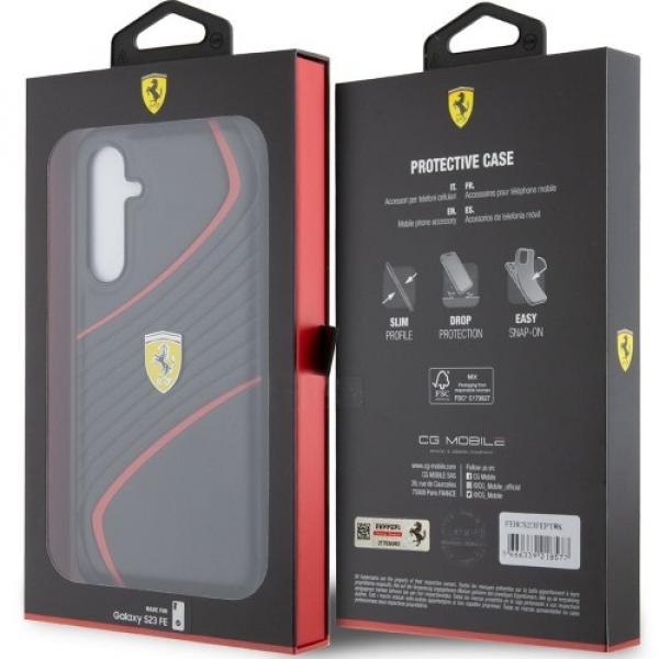 Etui Ferrari HardCase Twist Metal Logo do Samsung Galaxy S23 FE, czarne