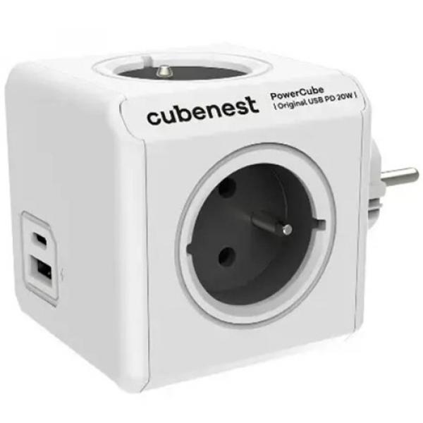 Listwa zasilająca / przedłużacz Cubenest PowerCube Original USB-A, USB-C, PD 20W, 4x AC Typ E, szara