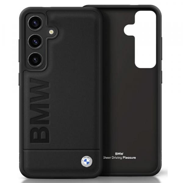 Etui BMW Leather Big Wordmark do Galaxy S25 Plus, czarne