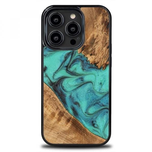 Drewniane etui Bewood iPhone 14 Pro, Turquoise MagSafe