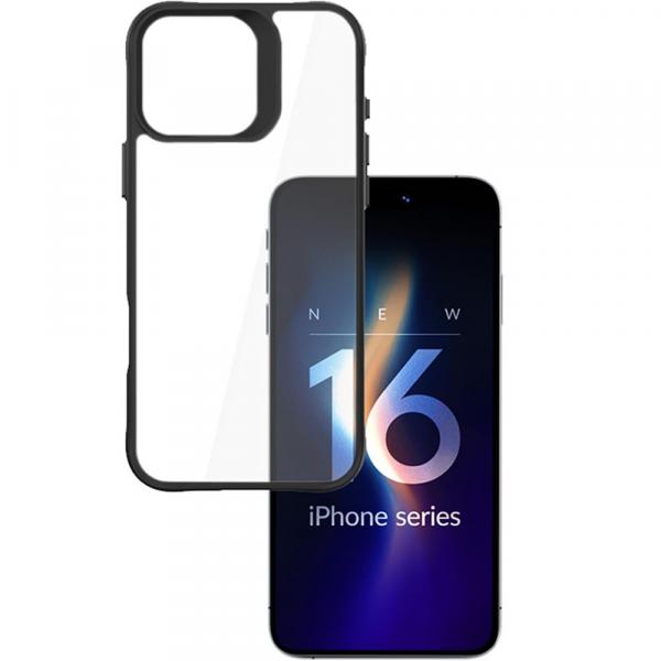 Etui 3mk Satin Armor Case+ do iPhone 16 Pro Max, przezroczyste z czarną ramką