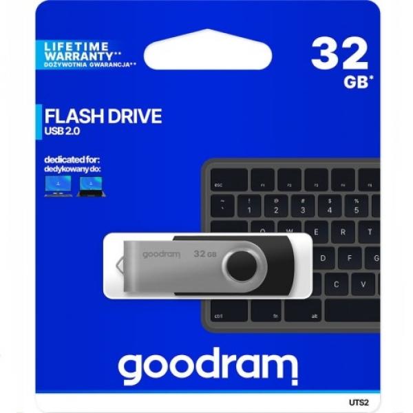 Pendrive USB-A 2.0, GOODRAM UTS2 32GB, 20MB/s, czarny