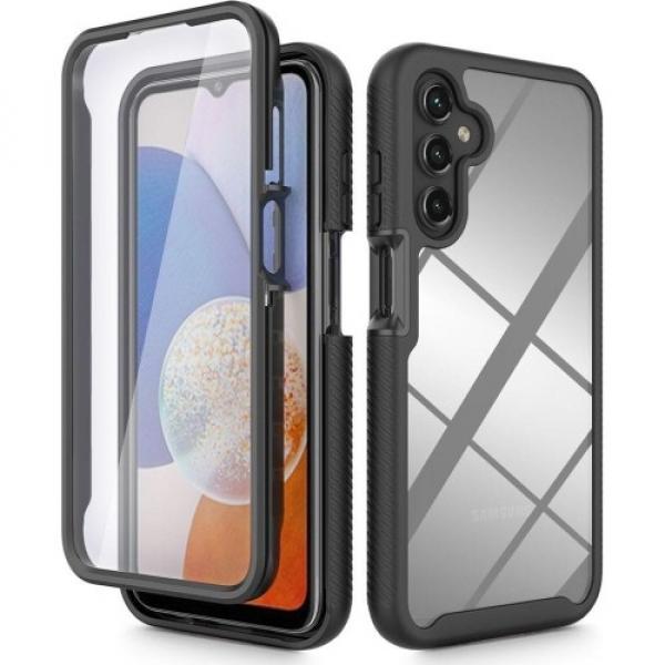 Etui z ochroną ekranu Tech-Protect Defense360 do Galaxy A15 4G / 5G, przezroczyste z czarną ramką