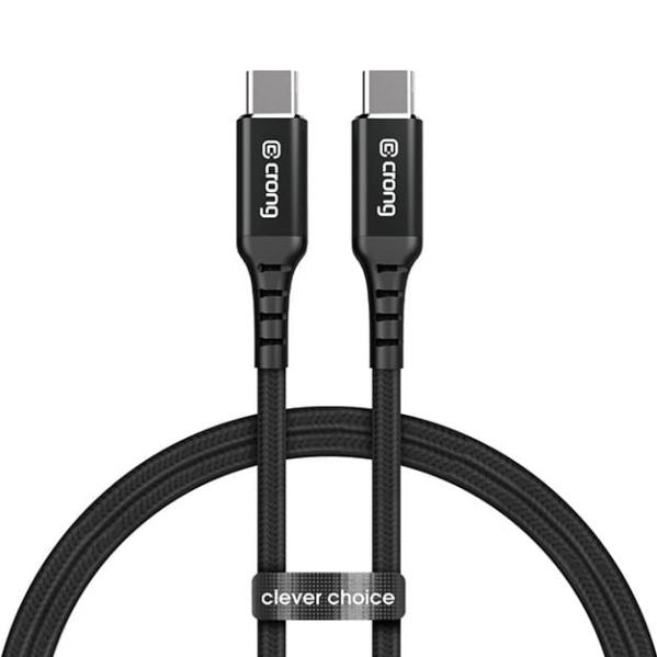 Kabel z nylonowym oplotem Crong Armor Link USB-C, 100W 5A PD, 2m , czarny