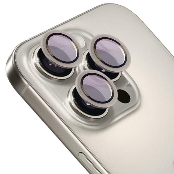Szkło hartowane na aparat Bizon Glass Snap Lens do iPhone 16 Pro/16 Pro Max, 1 zestaw, szara ramka