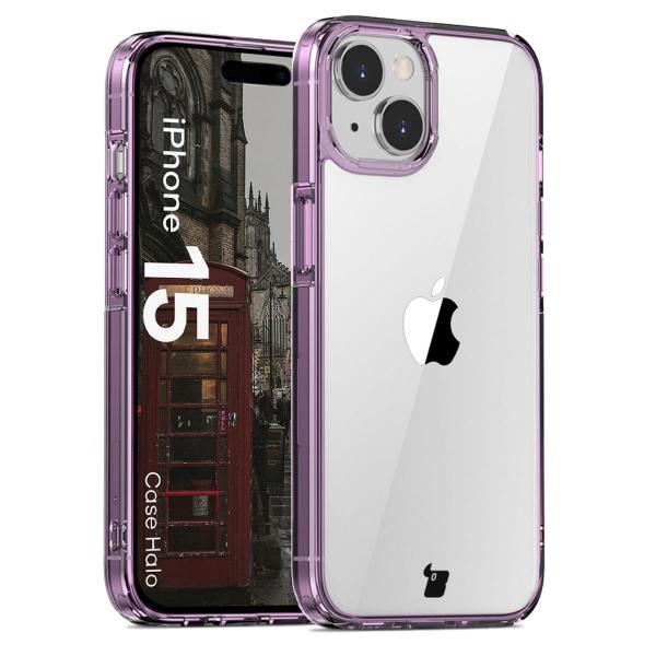 Etui Bizon Case Halo do iPhone 15, przezroczysto-fioletowe
