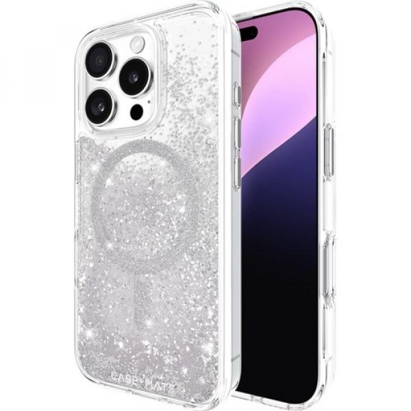 Etui Case-Mate Waterfall MagSafe do iPhone 16 Pro, srebrne błyszczące