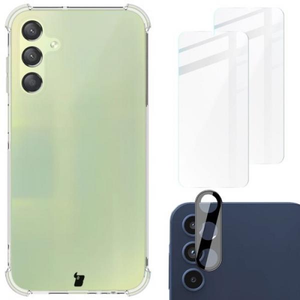 Etui + 2x szkło + obiektyw Bizon Case Clear Pack do Galaxy A15 4G/5G, przezroczyste