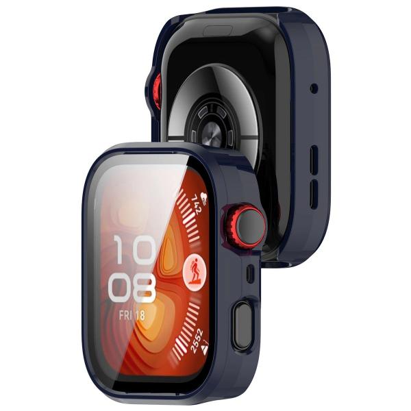 Etui ze szkłem do zegarka Bizon Case+Glass Watch do Huawei Watch Fit 4 Pro, niebieskie