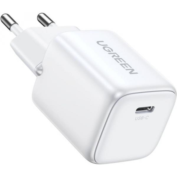 Szybka ładowarka sieciowa GaN do telefonu Ugreen Nexode Mini USB-C, QC 4.0, PD, 20W, biała